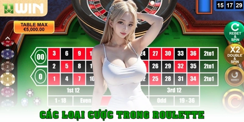 Roulette là gì? Tất tần tật kiến thức dành cho game thủ tại 11win 3 Các loại cược trong Roulette là gì?